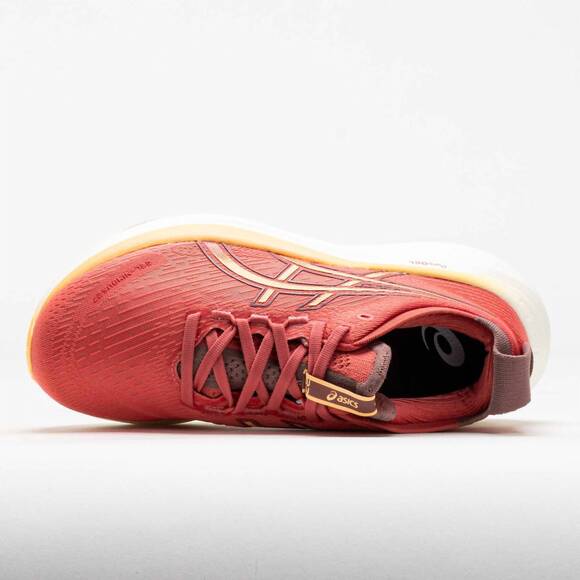 NEW ASICS women's gel nimbus 27 shoes in dark pink clay/orange glow - Picture 3 of 5